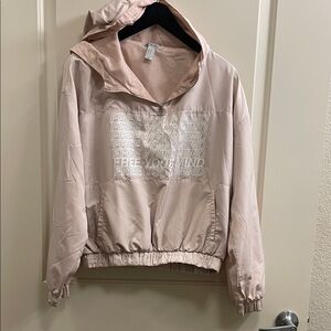 Pink Hooded Jacket with 'Free Your Mind' Print